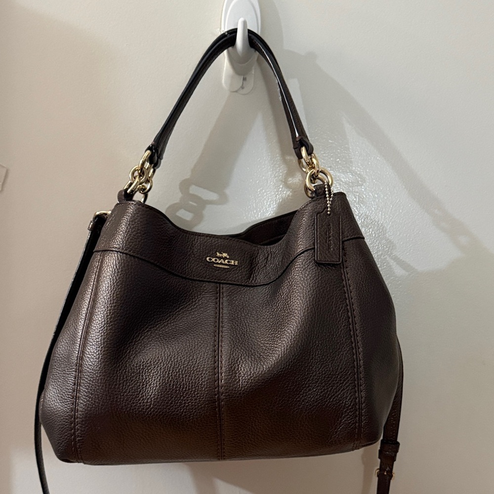 Coach small Lexy shoulder bag Brown Leather Hobo Bag with Gold Hardware